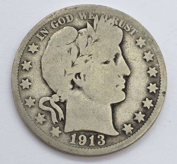 Scarce 1913 Barber Half Dollar, Good+