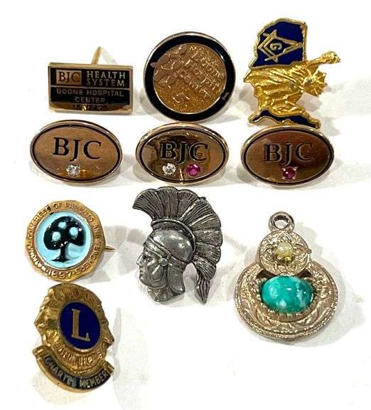 Collection of 1/10th Gold Filled Pins & Other Pins - Black And Gold ...