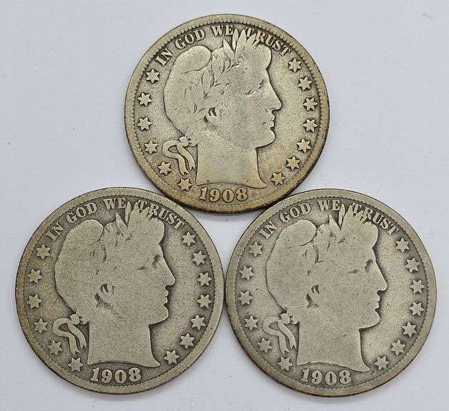 1908, 08-D, 08-O Barber Half Dollars