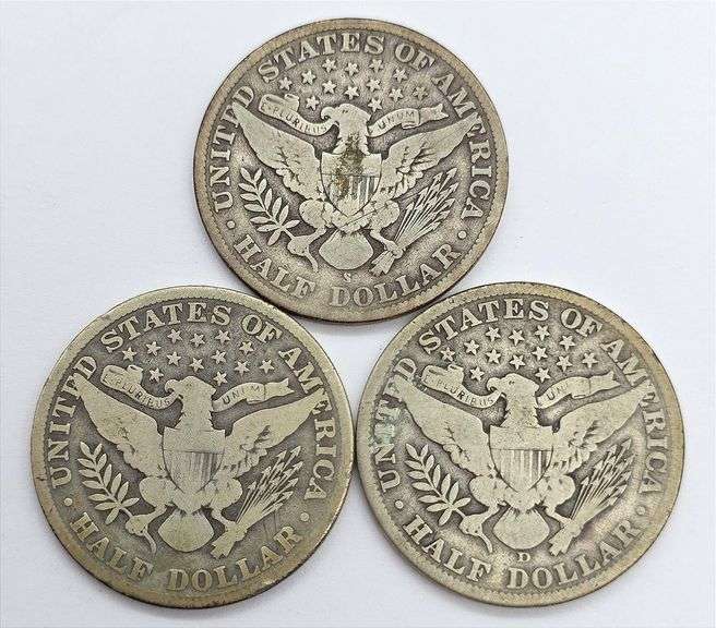 1911-S, 1912, 1912-D Barber Half Dollars