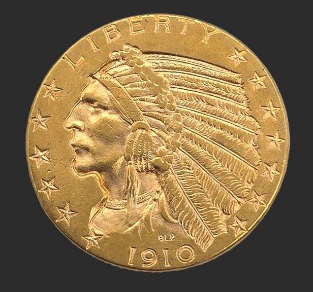 1910-D Gold $5 Indian Head Half Eagle, XF