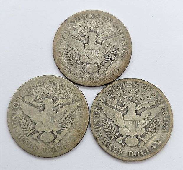 1910-S, 1911, 1911-D Barber Half Dollars