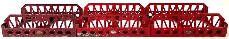 (3) Vintage Lionel Red Metal Bridge w/ Pedestrian Walkway