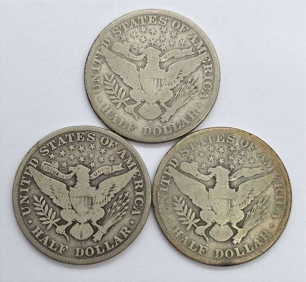 1909-O, 09-S & 1910 Barber Half Dollars