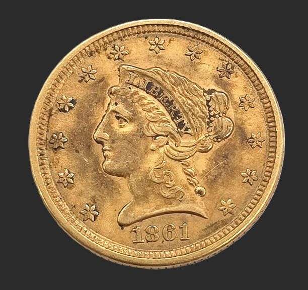 1859 Gold $2 1/2 Liberty Head Quarter Eagle XF/AU Details