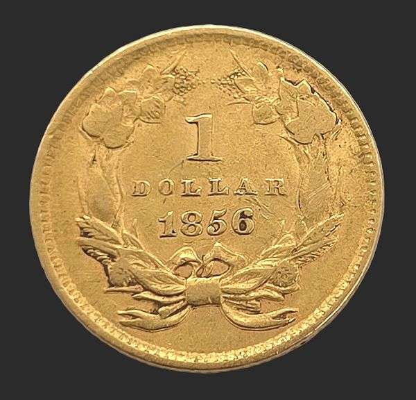 1856 Type 3 Princess Head Gold Dollar, VF+