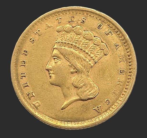 1856 Type 3 Princess Head Gold Dollar, VF+