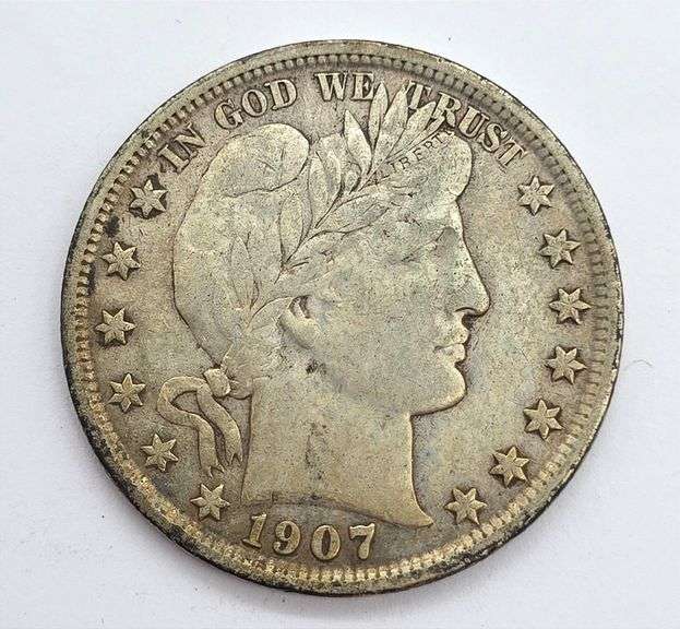 1907-S Barber Half Dollar, near VF