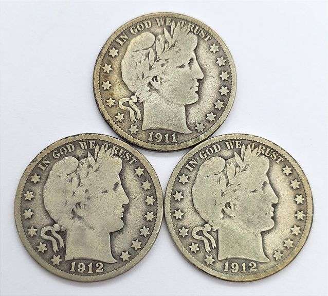 1911-S, 1912, 1912-D Barber Half Dollars