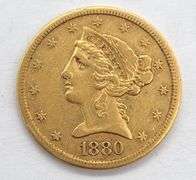 1880-S Gold $5 Liberty Head Half Eagle, VF+