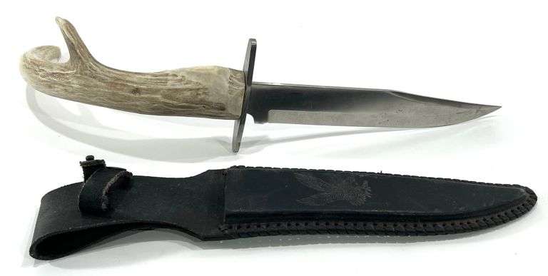 LARGE Handcrafted Stainless Steel Pakistan Blade Knife w/ Deer Antler Handle
