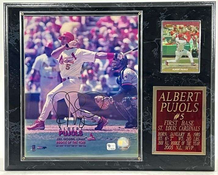 Albert Pujols Signed 2001 ROTY St. Louis Cardinals Photograph w/ Bowman’s Best Card On Plaque