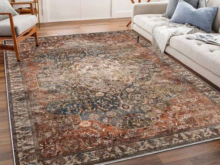 Chamler Boho Rug New CHAMLER 9’ x 12’ Washable Area Rug Boho Chic Medallion Rug - Black ...