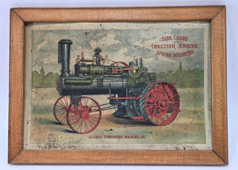 VTG Framed Embossed J.I. Case Threshing Machine Co. Side Crank Steam ...