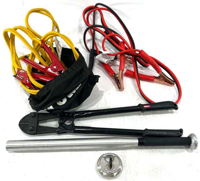 Tools - Jumper Cables / Bolt Cutters / Mini Bat / Defense Lock - Black ...