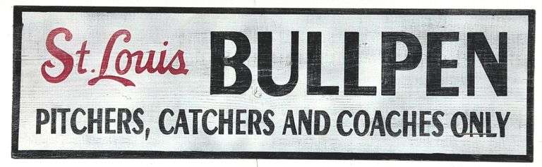 Hand Painted Wooden St Louis Cardinals Bullpen Sign - Black And Gold ...