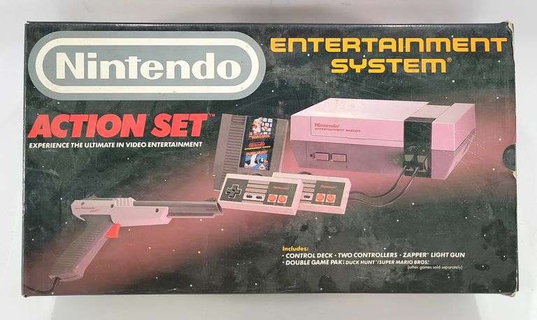 BOX ONLY!!! 1988 NES Action Set BOX - Black And Gold Auctions