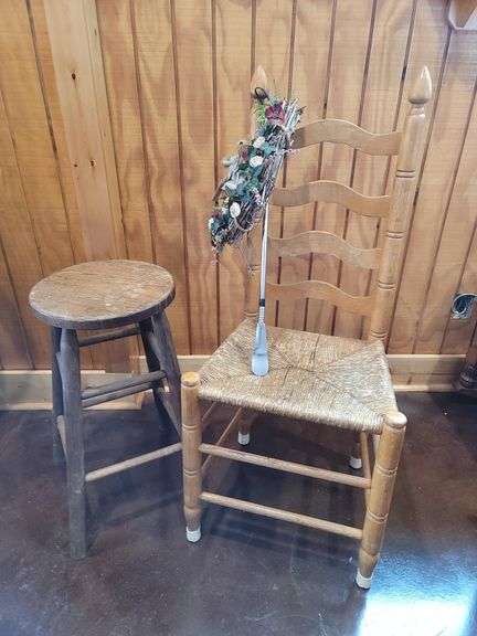 Ladder Back Chair and Stool