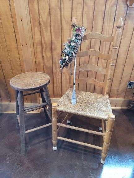 Ladder Back Chair and Stool
