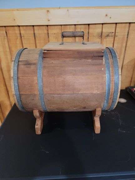 Old wooden hand rank churn
