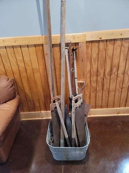 Square Galvanized Wash Tub and tools