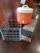 Miscellaneous Storage Drawers. Metal Milk Crate and Water cooler