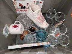 Box Lot of glassware and collectibles. Tote NOT Included