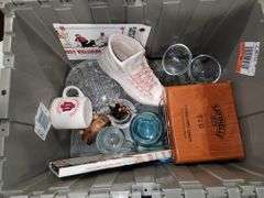 Box Lot of glassware and collectibles. Tote NOT Included