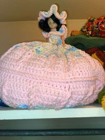 Crochet blankents,  doll dresses, & other throws.