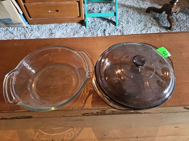 Vintage Amber PYREX #024 Glass Casserole Dish/Bowl w/Lid & Anchor Casserole Dish