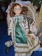Victorian Beauty 12" Porcelain Doll, Victorian 12" Porcelain Doll with White Wicker Chair, 8" Native