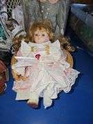 Victorian Beauty 12" Porcelain Doll, Victorian 12" Porcelain Doll with White Wicker Chair, 8" Native