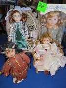 Victorian Beauty 12" Porcelain Doll, Victorian 12" Porcelain Doll with White Wicker Chair, 8" Native