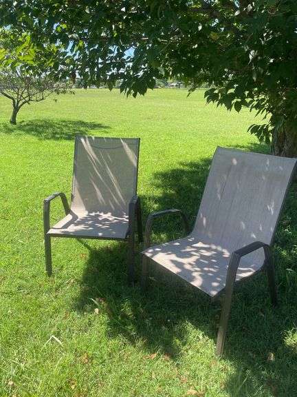 2 gray patio chairs - Baker Auctions & Real Estate, LLC