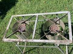 Propane burner with twin head and foldable steel stand