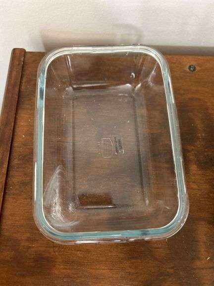 Clear glass lock & lock bowl (no lid) & 2 condiments rectangle dishes