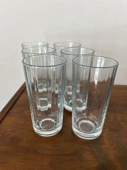 Clear drinking glasses