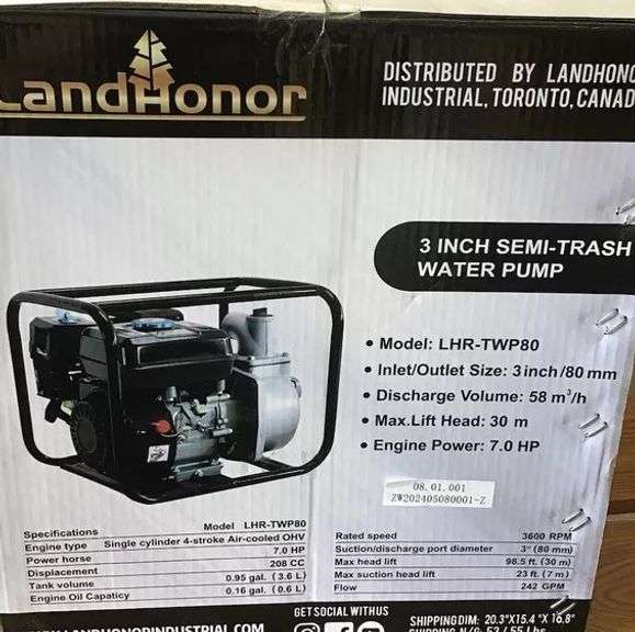 LandHonor Gasoline Water Pump