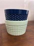 Ceramic Mint Green & Blue Textured Condiment Food Dessert Bowls 4" X 2"