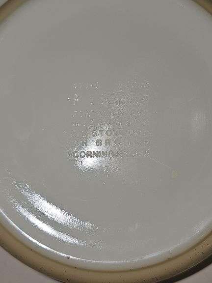 Vintage PYREX casserole dish in the "Forest Fancies" pattern.