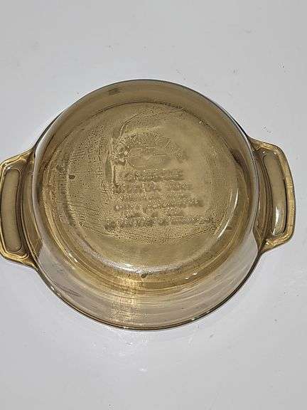 Vintage L'ovenware Amber Casserole Baking Dish with PYREX lid