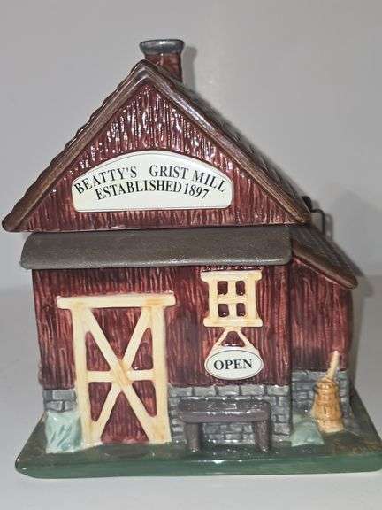 Coca-Cola barn-shaped ceramic cookie jar.