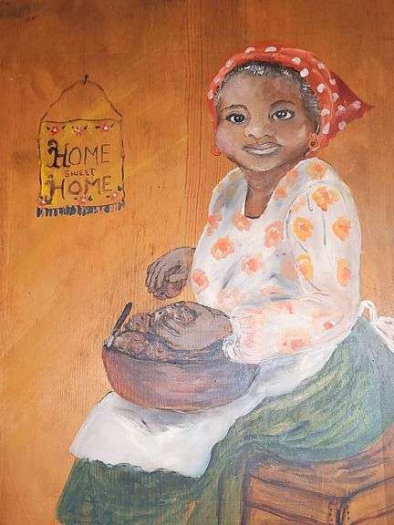 Americana Folk Art painted on wooden board