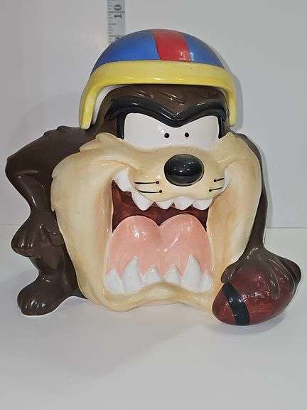 Tazmanian Devil Vintage Cookie Jar Looney Tunes Taz Playing Football Warner Bros