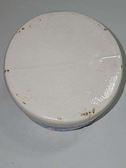 Baby Blue & White Ceramic Salt container with lid