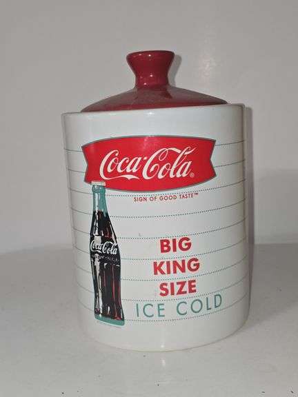 Vintage 1990s Coca-Cola Big King Size Ice Cold ceramic cookie jar.