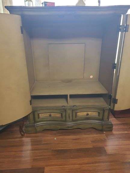 Hand Painted Vintage Style Hutch/TV Armoire