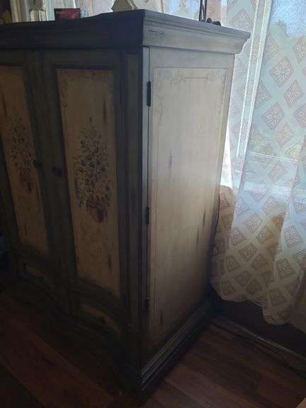 Hand Painted Vintage Style Hutch/TV Armoire