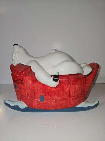 2002 Coca-Cola Polar Bear on a Sled cookie jar