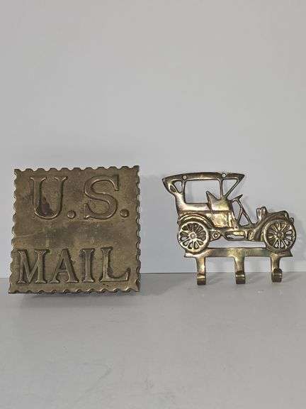 Brass trinket box with lid & brass wall key holder